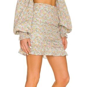 NWT For Love and Lemons Raleigh Mini Skirt in Blue